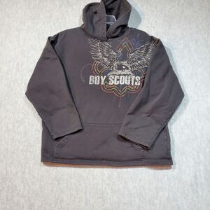 Boy Scouts Hoodie Mens Small Black Eagle Graphic Fleece Lined Pullover Sweater